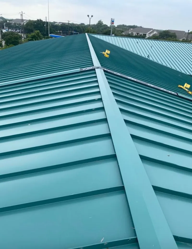 Green commercial metal roof ridge and valley for Metal Roof Repair in Winston-Salem